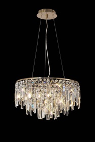 Maddison French Gold Crystal Ceiling Lights Diyas Ringed & Square Crystal Fittings